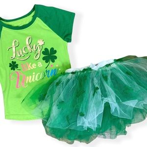 St Patrick's Day Girl's Tutu and Lucky Like A Unicorn Tee